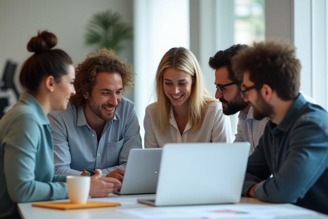 Team collaboration in an office setting